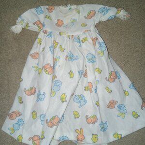 Vintage Handmade 80s-90s Doll Night Dressing Gown White Lace Cotton (10in)